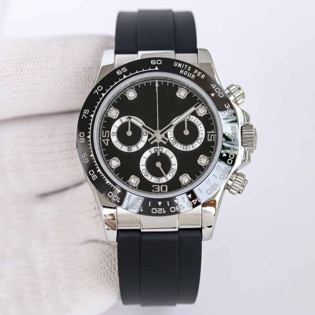 Luxury men's watch Black panda dial Round dial 40mm scratch resistant blue crystal waterproof system Diamond ceramic solid outer ring Fully aut