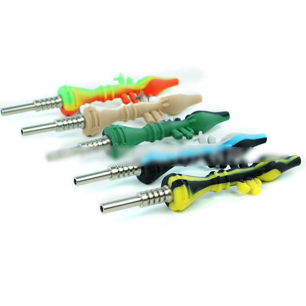 

Smoking Pipes Silicone NC Nector collector kit dab straw with Titanium Tip and Clip for Wax Dabber glass pipe smoke accessories