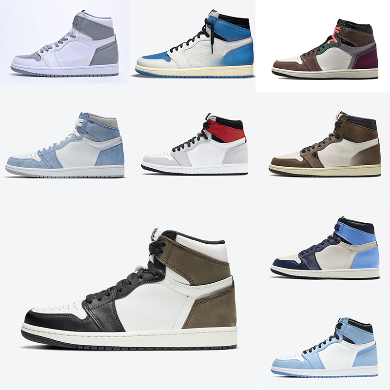 Jumpman 1 Low Sports Basketball Shoes Little Kids Toddler Travis OG Military Blue Vintage Grey UNC Grey Children 1S Olive Black White Dark Mocha Rev