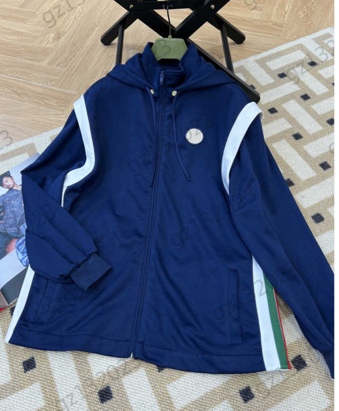 

Womens Jacket Plain Knit Fabric Removable Long Sleeves Hooded Drawstring Jacket Contrast Color Stripes Decorate Zipper Flap Coats Fashion Sports Women Wear 1970