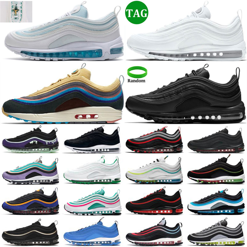 

97 97s Men Women Running Shoes Sean Wotherspoon Classical Triple Black White Sneakers Red Leopard Bred mens womens trainer sneaker outdoor sports, #23