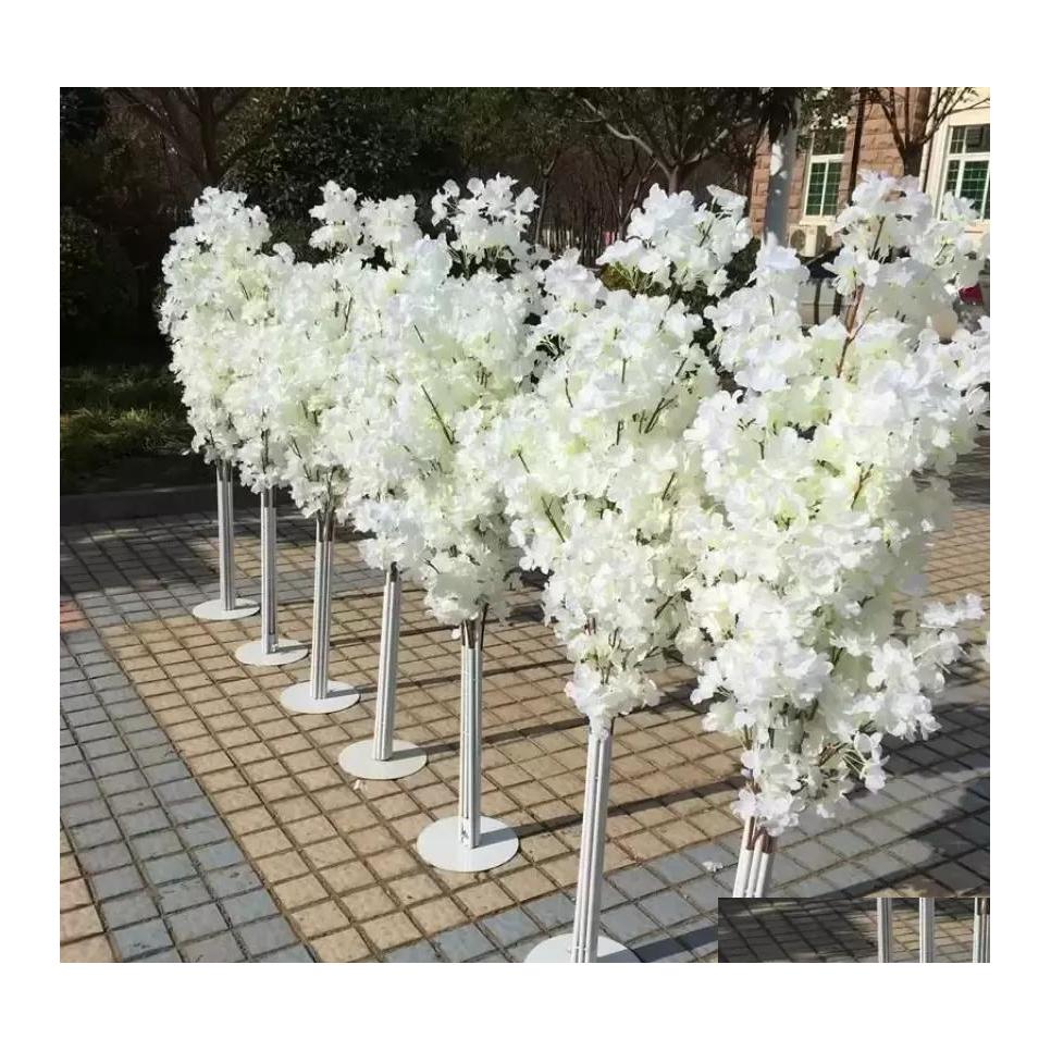 

Decorative Flowers Wreaths Wedding Decoration 5Ft Tall 10 Piece/Lot Slik Artificial Cherry Blossom Tree Roman Column Road Leads Fo Dhxbu