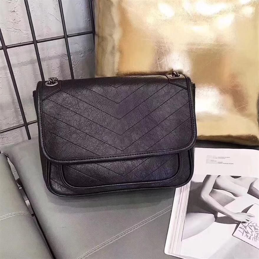 

2019 fashion ladies chain shoulder bags female messenger bag women crossbody very good quality large size2274R, Black large 28cm