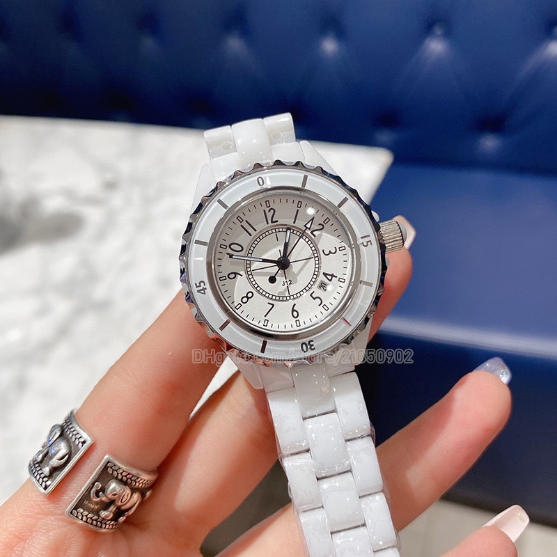 

Lady's quartz watches white ceramic sapphire crystal factory diamond dial 33mm H5698 ladies watch women fashional watchs woman designer wristwatch, Color 2