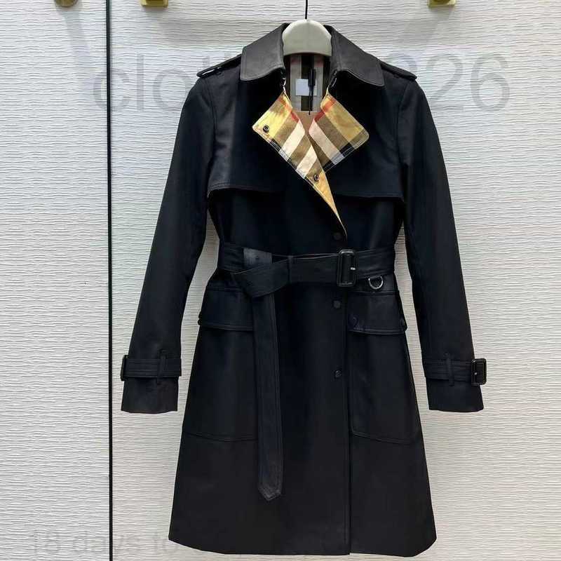 

E42 Autumn womens trench coats designer luxury Women Windbreaker body letter print jacket Loose Belt Coat Female Casual Long Trenchs, Black