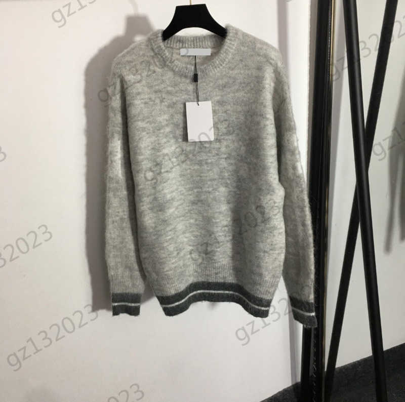 

Womens Sweaters Back Letter Printing Thread Round Collar Mohair Pullover Knitted Sweater Off Shoulder Long Sleeves Slim Warm Knitwear Women Clothing 2 Colors 1970