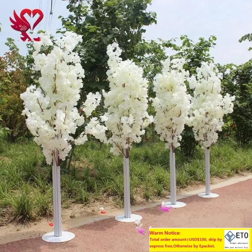 

wedding decoration 5ft Tall 10 piecelot Decorative Flowers Wreaths slik Artificial Cherry Blossom Tree Roman Column Road, White