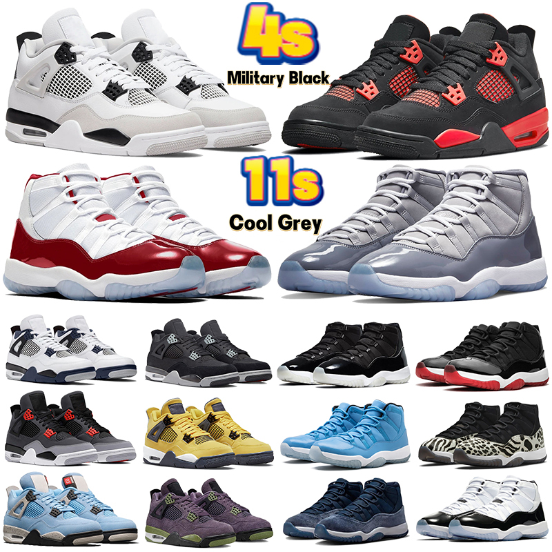 

Mens 4 11 Jumpman Basketball Shoes Designer Womens 4s 11s Military Black Red Thunder Cool Grey Cherry University Blue Infrared Sport Sneakers Men Retro Trainers, 12 fire red