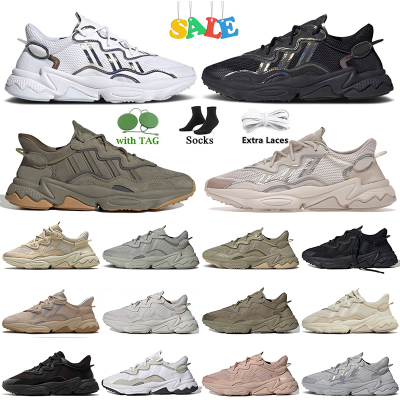 

originals ads ozweego men women running shoes designer ozweegos triple s black white iridescent trace cargo pale nude bliss chalk pearl runner casual trainers, A5 cloud white black