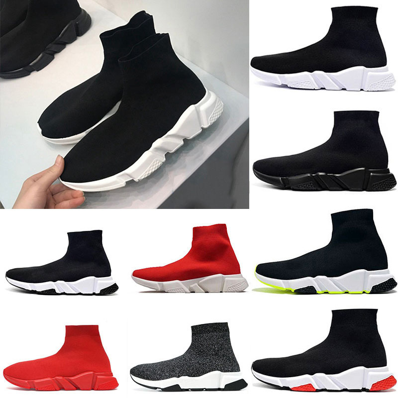 

Paris Designer Casual Sock Shoes Comfort Sole Breathable Men Women Platform Hommes Mesh Trainer Black Glitter Knitted Triple Sneaker Walking EUR 36-47, With original box
