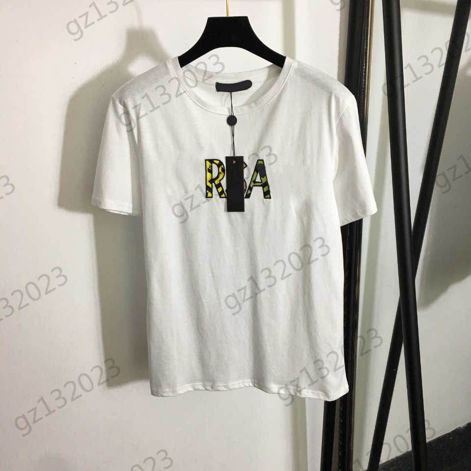

Womens Clothes T-shirts Colorful Embroidered Letter Print Crewneck Short Sleeve Tops Pure Cotton Loose Casual Joker Tees Designer Brand Women Apparel 2 Colors, 15