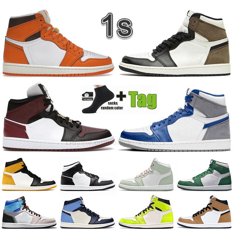 

1 Jumpman 1s High Og Basketball Shoe for Mens Womens Starfish True Blue Fog Grey Yellow Orchre Midnight Navy Stealth Denim J1 Mid Beetroot Dark Mocha Sneakers, H67 36-47 high lucky green