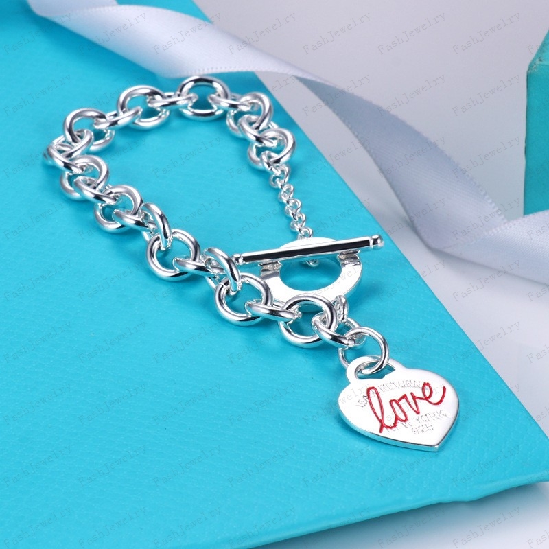 

Fashion peach heart necklace bracelet OT buckle ladies stainless steel couple pendant neck luxury jewelry Valentine's Day gift with box