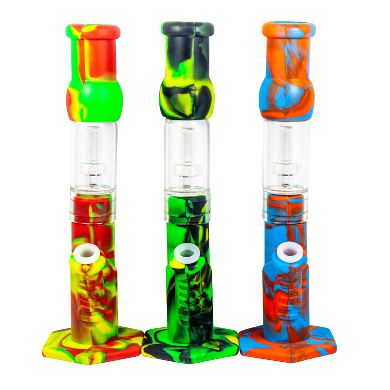 

Hookahs Silicone Bong 12.4" glass percolator pipes silico ne bongs water pipe