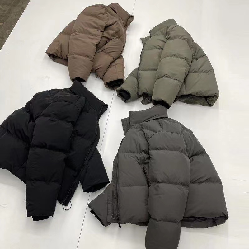 

REPRE Coats solid color down cotton clothing autumn and winter retro high street couples warm clip cotton jacket thickened coat trend Men's plus size Outerwear, Black