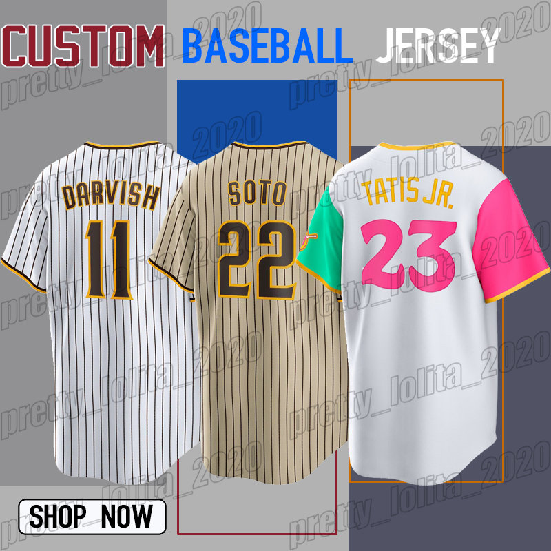 

Padres 23 Fernando Tatis Jr Baseball Jersey Manny Machado Xander Bogaerts Juan Soto Jerseys San Diego Yu Darvish Jake Cronenworth Kim Trent Grisham Josh Hader Profar, Man custom jersey (js)