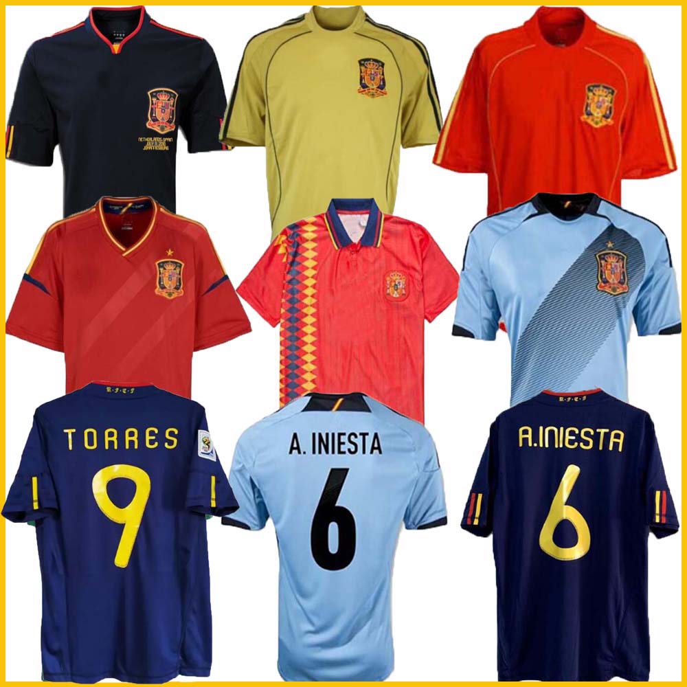 

final 2010 Spain retro jersey 1996 1994 RAUL XAVI Hierro LUIS ENSRIQUE ALONSO Caminero Iniesta PUYOL PIQUE David Villa TORRES 2008 2012 2002 Guerrero Guardiola RAMOS, 2010 away +patch