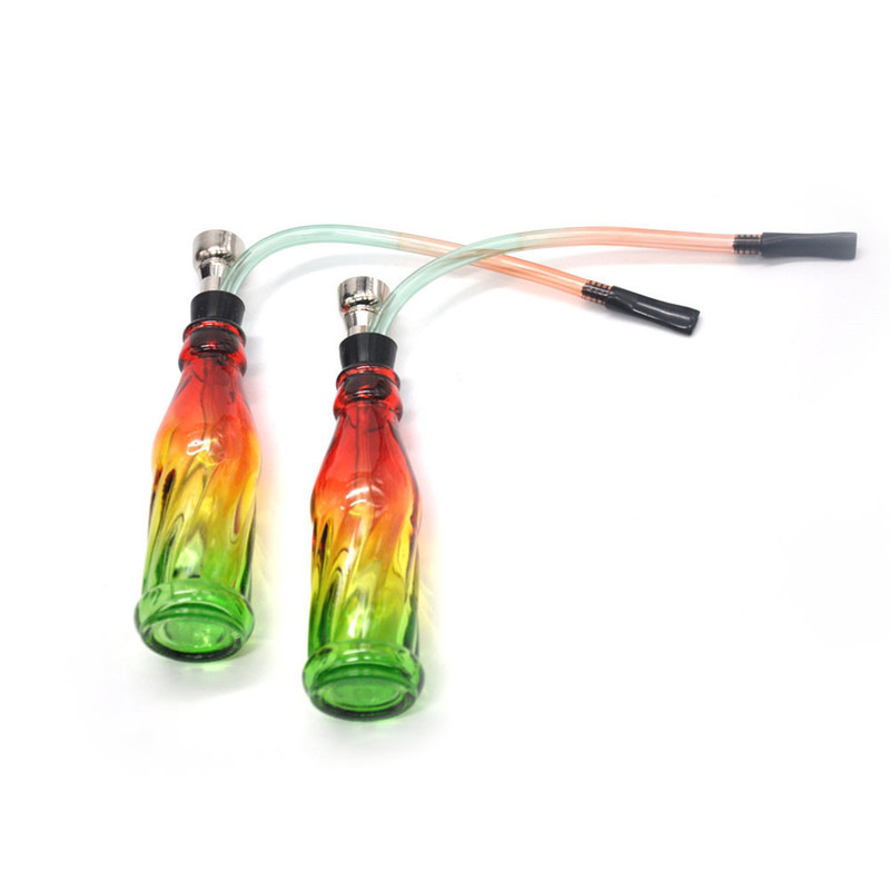 Brûleur à mazout en verre accessoires pour fumeurs bouteille de cola colorée pot de cigarette d'eau seau à vin portable tuyau d'eau