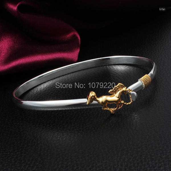 

Bangle Golden Horse Bracelet Women Girl Charm Fashion Plated Silver Jewelry Romantic Party Wedding Gift