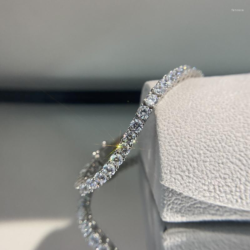 

Link Bracelets Single 4mm Test Passed Moissanite Tennis For Men Women Lab Full Diamond Bangle 925 Sterling Silver Jewelry Gift