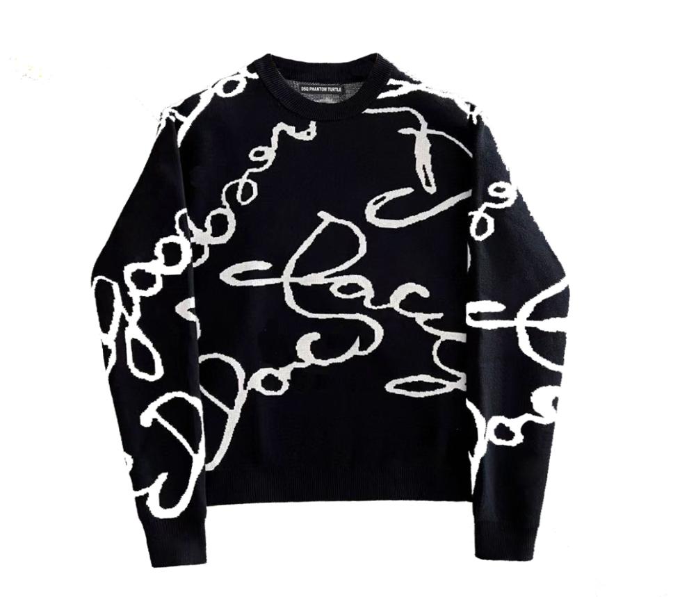 

DSQ PHANTOM TURTLE Men039s SWEATER Unisex Soft Touch Waffle Stitch Crewneck Pullover Sweaters Ultimate Cotton Heavyweight Rib S5531217, Black