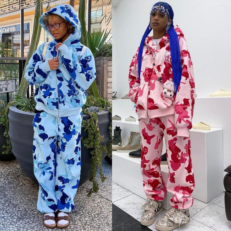 

Men' Tracksuits Cropped Hoodie Top Jacket Two Piece Pant Sets 2022 Women Winter Fall Clothes Outfit Y2K Streetwear 2 Set Joggers Tracksuit, Blue