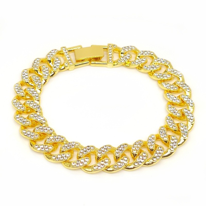 

jewelry designer bracelet for women love bangle ice out custom charm chains jewellery 18K gold silver plated 13mm hand watch buckle cuban diamond hip-hop bracelets