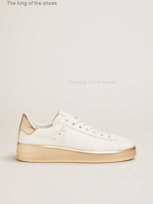 

Sole Dirty Shoes Designer Luxurious Italian Vintage Handmade Purestar White Leather Sneakers with Fox and Gold Laminated Leather Heel Tabs, High quality laces