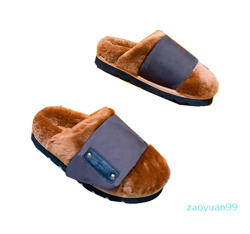 

Designer Man leather Sandals Woman fur Suede Platform Sliders heel gladiator buckle Sheepskin fur Slippers running strainers Black White Brown with box size 35-45