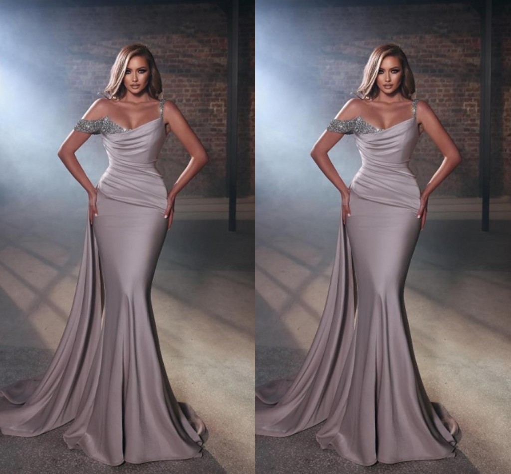 

Elegant Mermaid Evening Dresses Long for Women Sequined Satin Floor Length Formal Birthday Clelbrity Special Occasion Party Prom Dresses, Pink