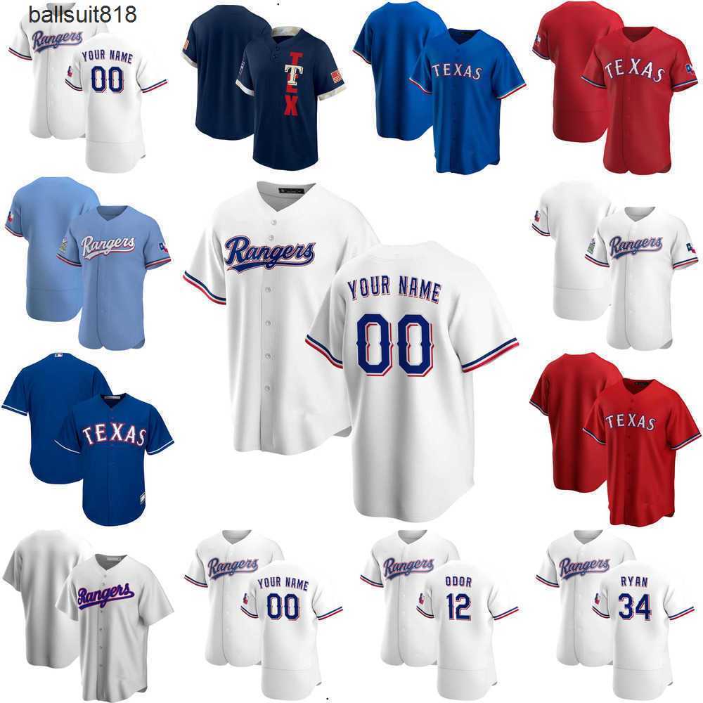 

2022 Baseball Jerseys Custom Jersey Texas''Rangers''Mens women Youth 13 Joey Gallo 12 Rougned Odor 21 David Dahl 34 Nolan Ryan Baseball, Color