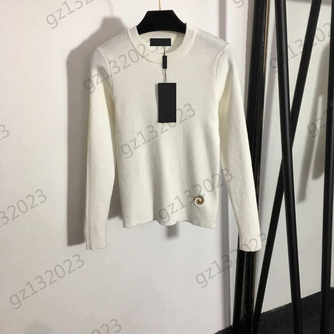 

Womens Sweaters Pit Striped Crew Neck Long Sleeves Knitted Sweater Metallic Logo Trim Casual Joker Knitwear Fashion Designer Women Clothing 2 Colors