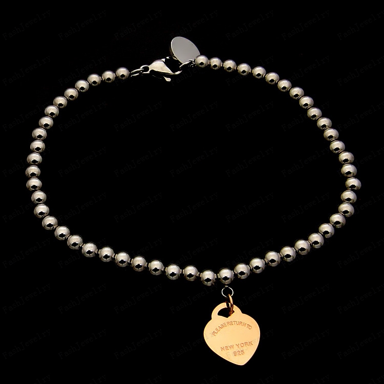 

Round beads luxury beaded bracelet designer chain female necklace bracelet classic heart set 18K gold girl Valentine's Day gift stainless steel jewelry with box