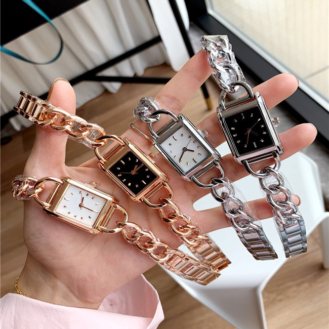 

Full Brand Wrist Watches Women Ladies Girl Style Luxury Metal Steel Band Quartz Clock Gu144, Rose gold black
