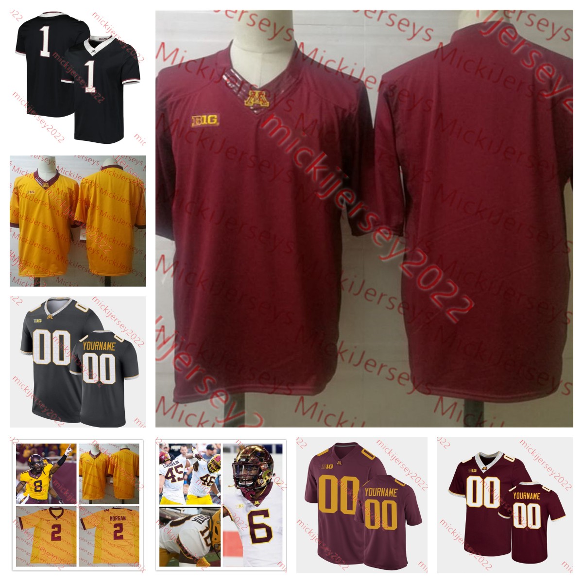 

Custom Minnesota Golden Gophers Football 55 Mariano Sori-Marin Jacob Schuster Anthony Smith Nate Becker Darnell Jefferies Deven Eastern Danny Striggow Mens jersey, Wine red retro