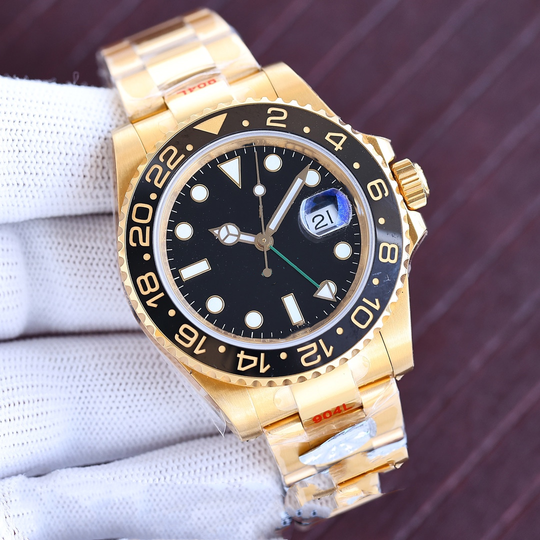 

GMT Dual Time Zone Watch Mens Pepsi Red Blue Ceramic Bezel 3186 Movement Wristwatch Luxury 40mm Sapphire 904L Steel Strap Datejust Super Luminous waterproof Watches, A1