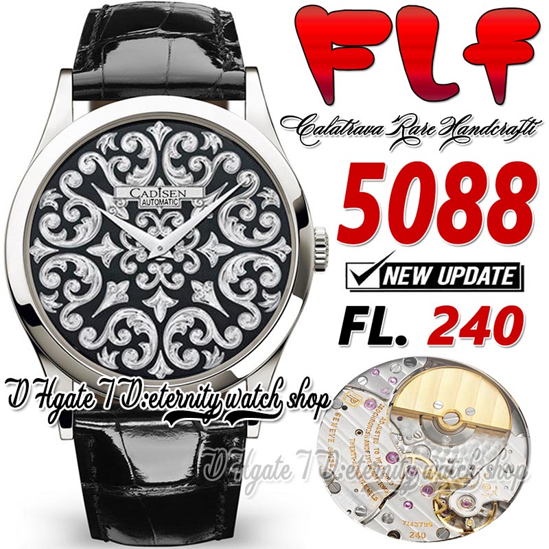 

FLF V2 Calatrava Classic fl5088 Mens Watch A240 Automatic 38mm Steel Case Volutes And Arabesques Platinum Totem Dial Leather Strap Super Edition eternity Watches, Watch waterproof cost