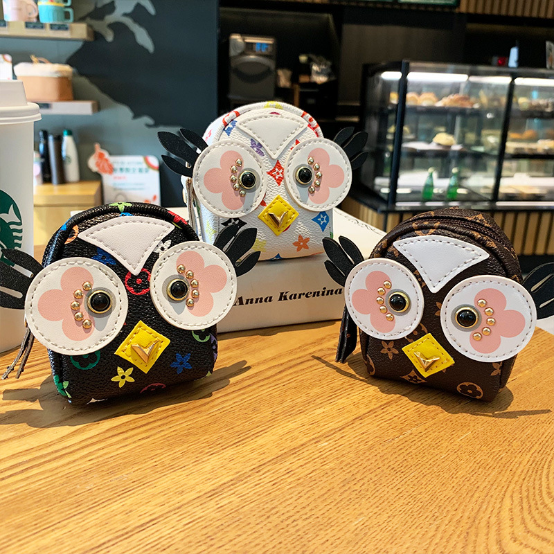 

Party Favor Cute old flower owl coin purse creative cartoon mini bag car keychain couple bags small pendant