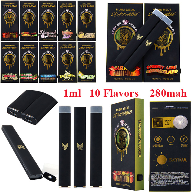 

New Muha Meds Disposable Vape Pens 1ml Thick Oil Disposables E Cigarettes Starter Kits Empty Device Pods Disposables Dab Pens With 10 Flavors