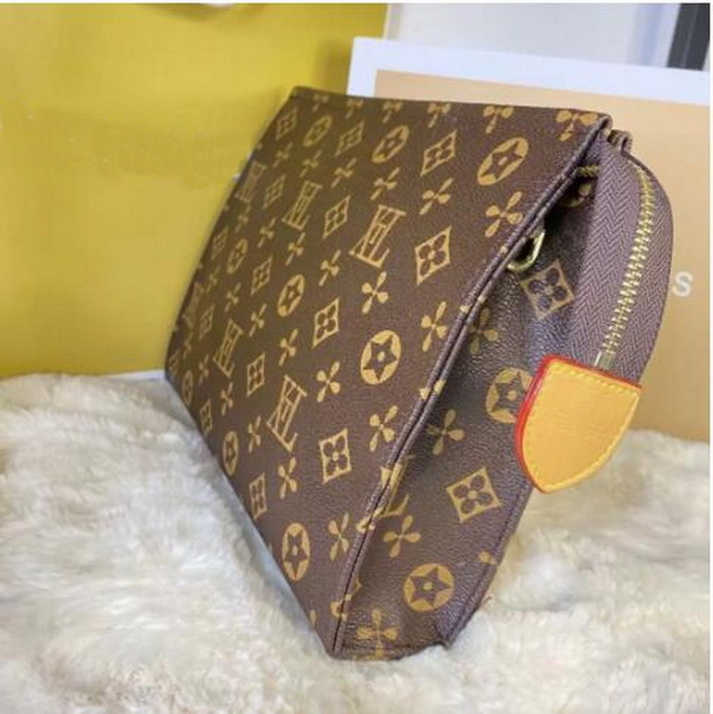 

Topo Quality New Hand bag Travel Toiletry Pouch 26cm Protection Makeup Clutch Leather Waterproof Cosmetic Bags For Women With Dust Bag, A ** 26x5x20cm