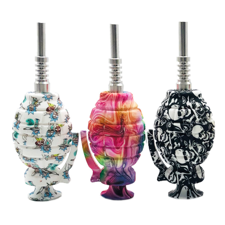 

Smoking Pipes Silicone NC Kit Grenade printing Nector collector kit dab straw with Titanium Tip for Wax Dabber smoke accessories