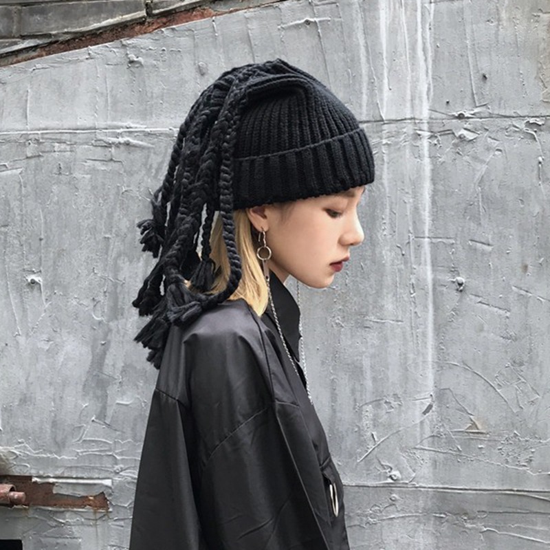 personality beanie tassel dirty braid hat stirfried chicken cool knitted cap hip hop woolen hat