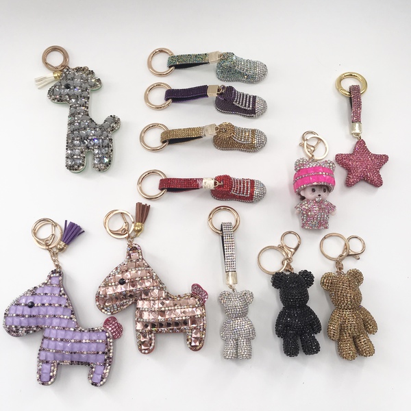 

Car Key Chain Woman Bag Pendant diamond bear keychain Rhinestone Crystal Purse