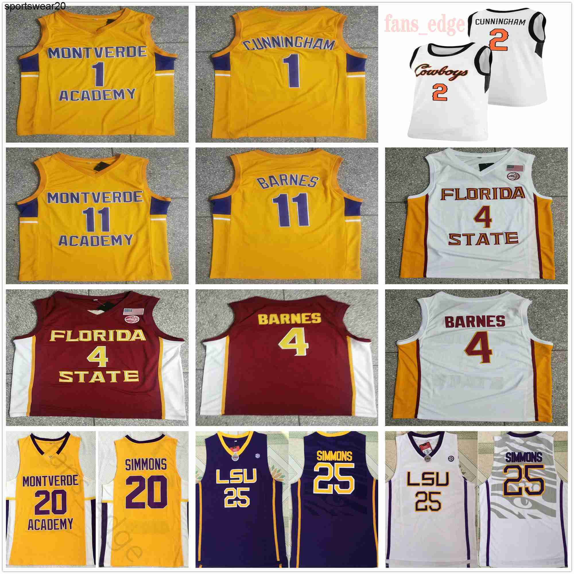 

Montverde Academy High School 1 Cade Cunningham Basketball Jerseys 11 Scottie Barnes Yellow 20 Ben Simmons NCAA #2 Cunningham 4 Barnes, As picture