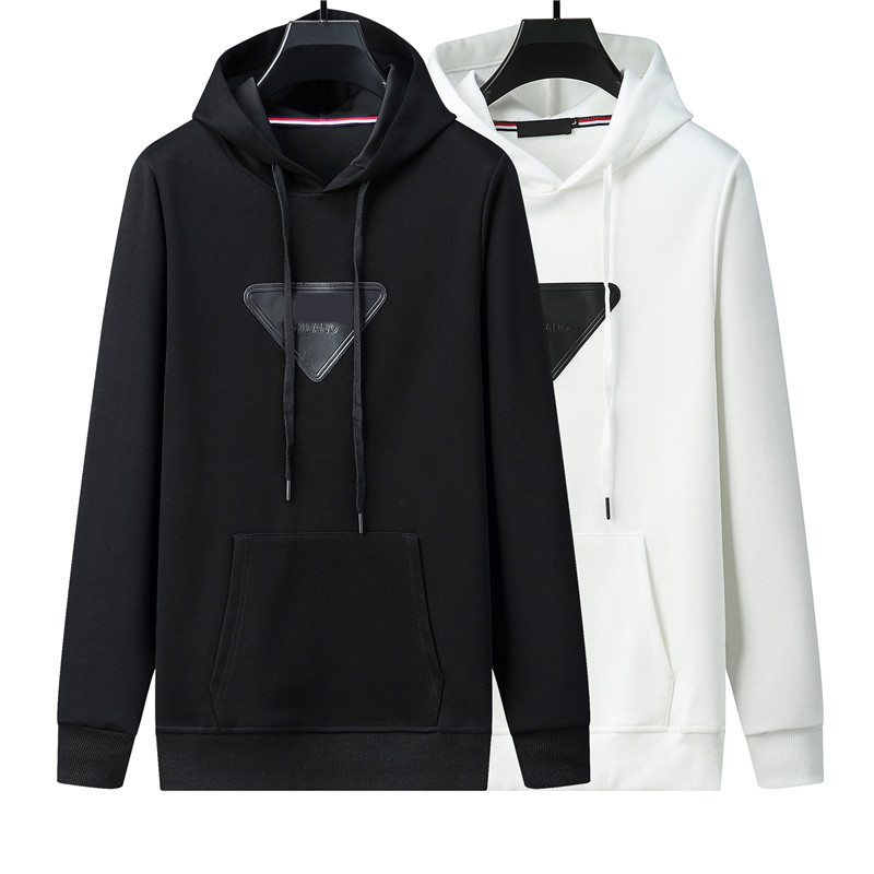 

Men designer Hoodies Triangle Label Nylon Paris letter Embroidery women black white gray M-3XL