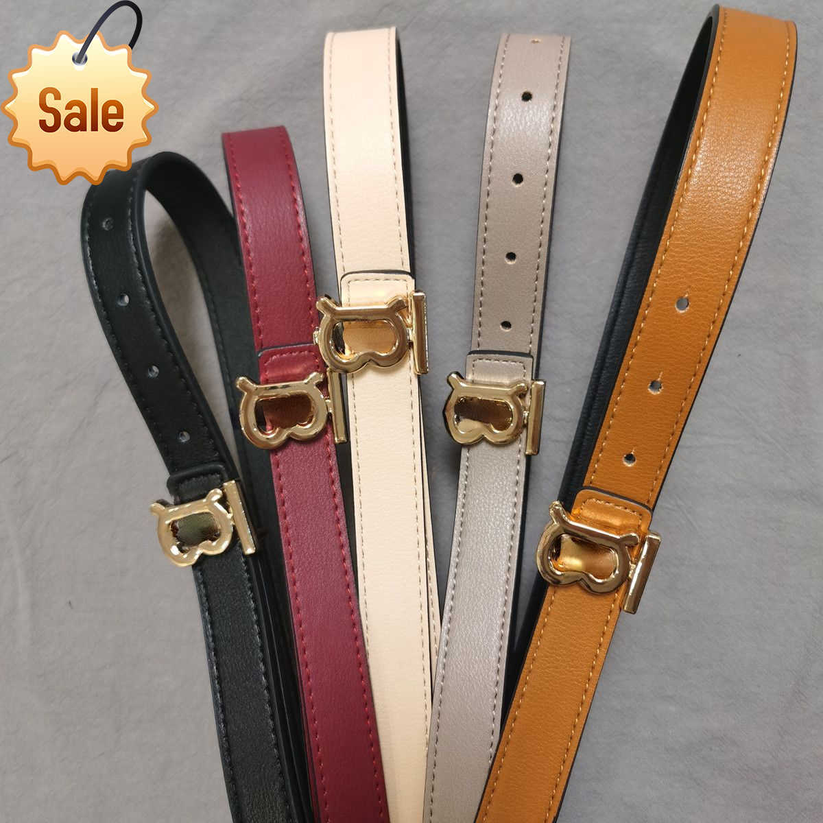 

Luxury Designer Slim Belts for Women 2023 New Fashion Texture Leather Belt Women's Casual Everything Strap Factory Direct Sales, Black