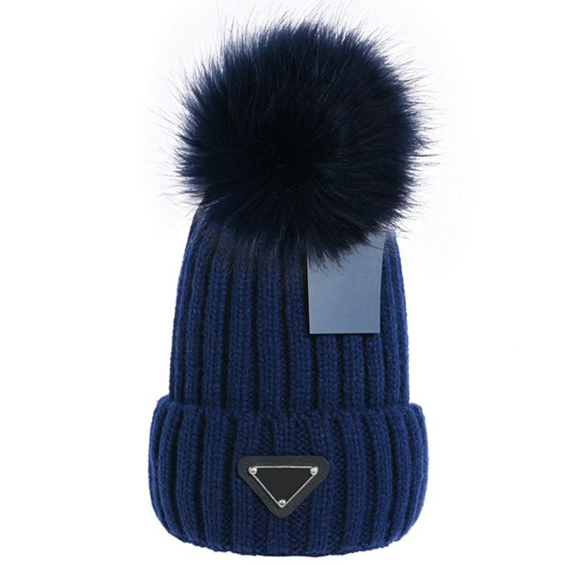

New Hats Fashion Men's Women's Warm Winter Designer Artificial Fur Pom Poms Bobo Hat Knitted Ski Hat Black Blue White Pink, Red