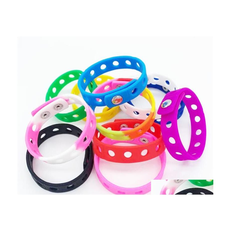 

Charm Bracelets Sile Bracelet Wristband 21Cm Fit Shoe Croc Buckle Accessory Party Favor Gift Fashion Jewelry 15 Colors Wholesale Dro Dh0Ux