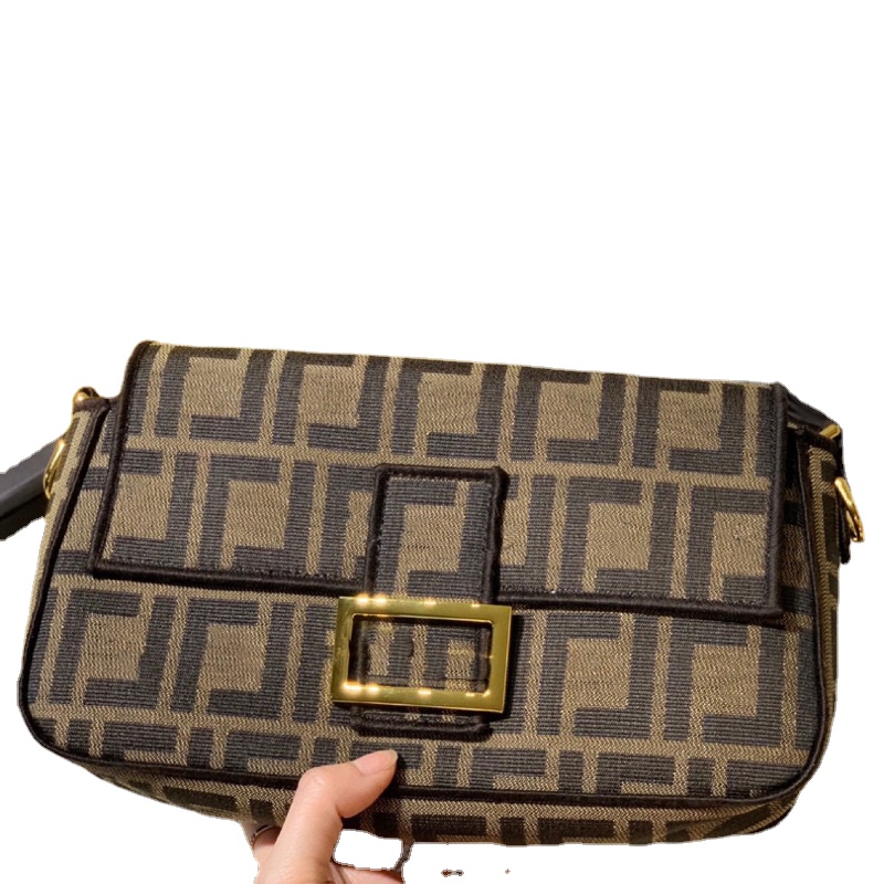 

Women's Letters Embroidery Brand Baguette Bags Shoulder Crossbody Vintage Bag, Brown