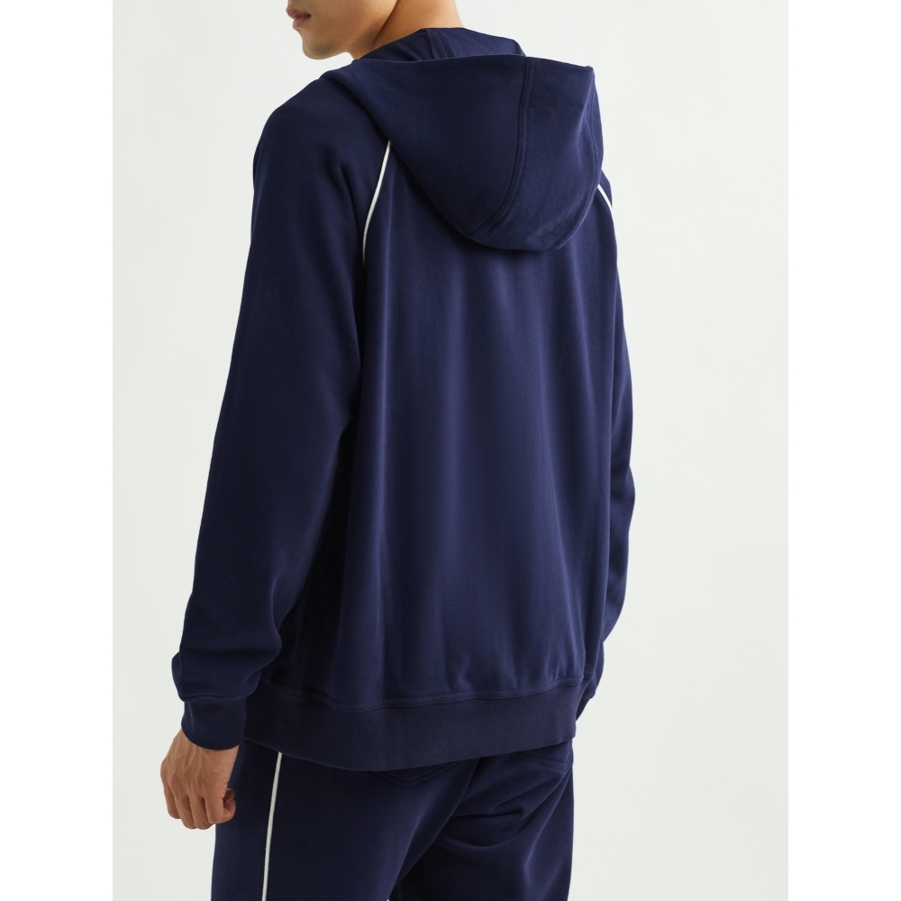 Hommes à capuche Brunello Automne à capuche Broidered Cotton Coats Blue à manches longues Cucinelli